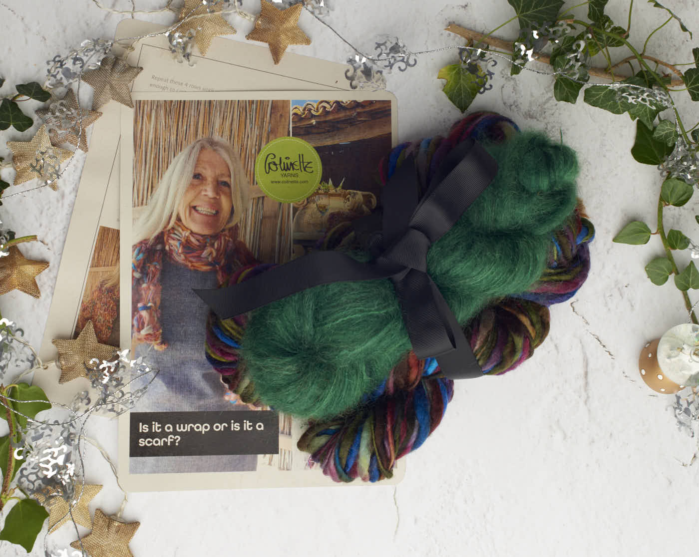 colinette yarns hand dyed yarn Christmas is it a wrap or is it a scarf- wrap or scarf both pease pudding main