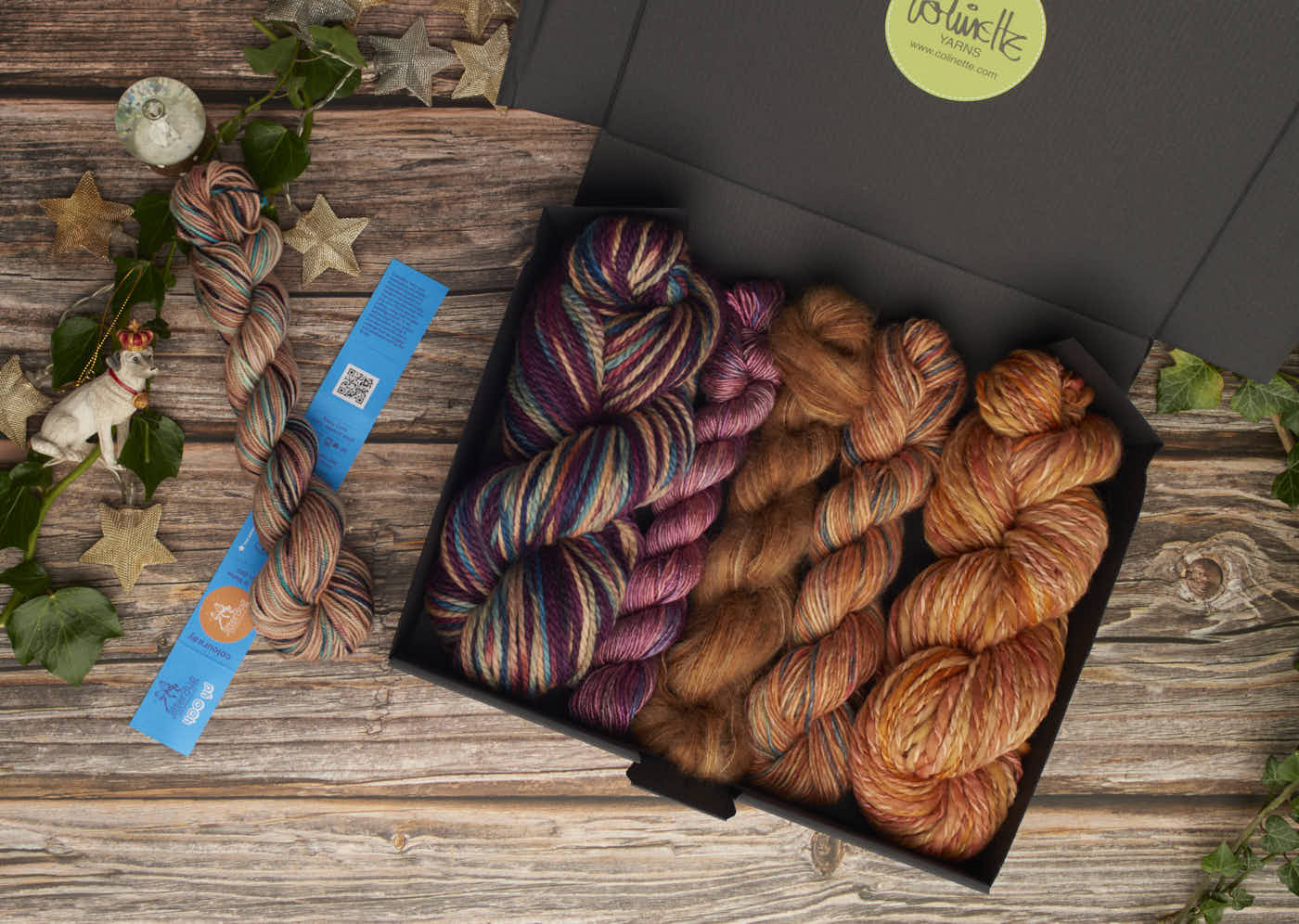 colinette yarns hand dyed yarn Christmas boxes shades Browns