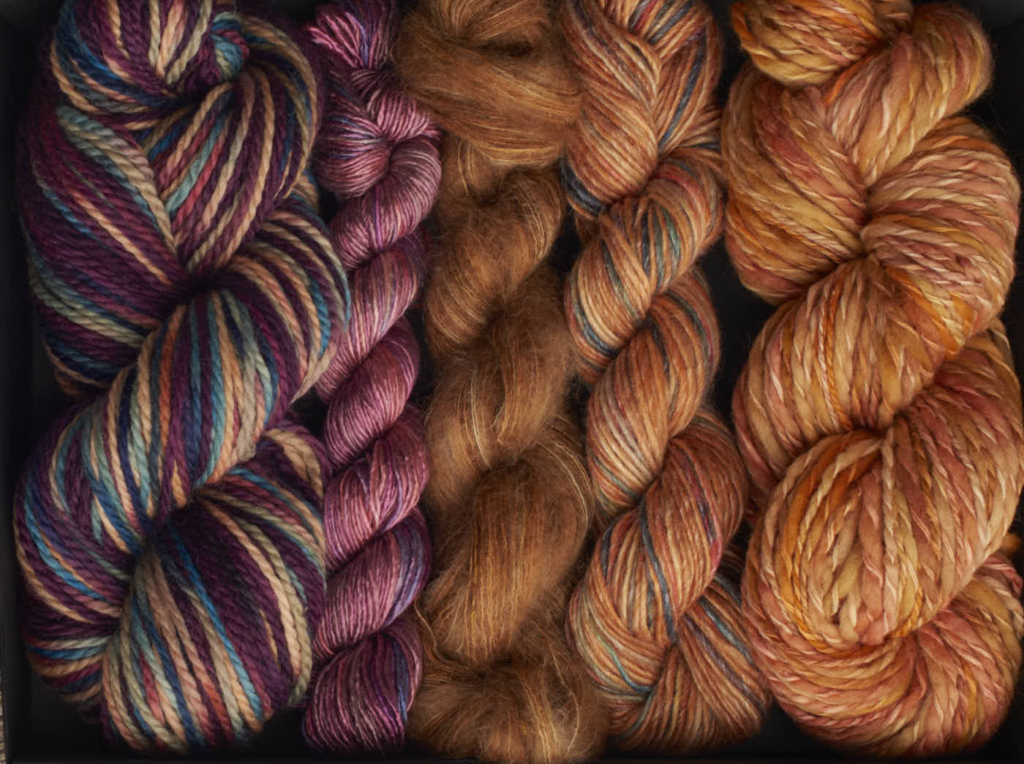 colinette yarns hand dyed yarn Christmas boxes shades Browns-closeup